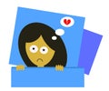 A young girl cannot sleep in bed. Insomnia. Vector